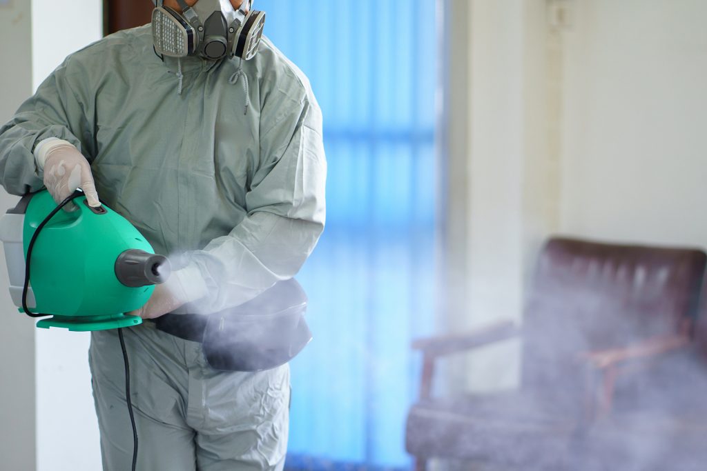 spraying chemicals